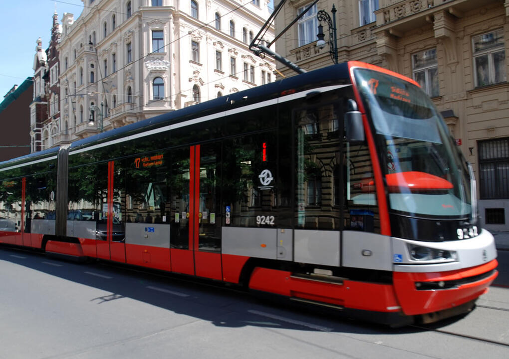 one of prague's more modern trams